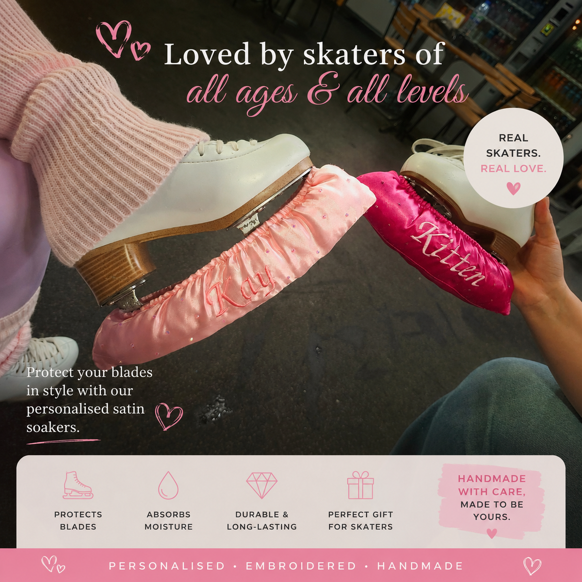 Personalised Embroidered Ice Skate Blade Soakers