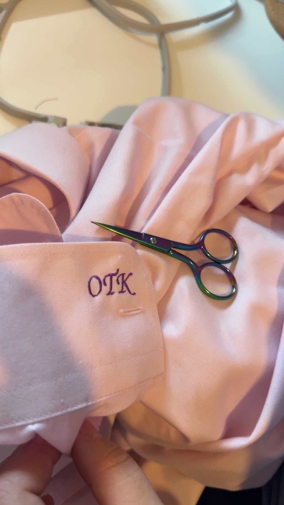 Tailored dress shirt with personalised initials embroidered on the cuffs