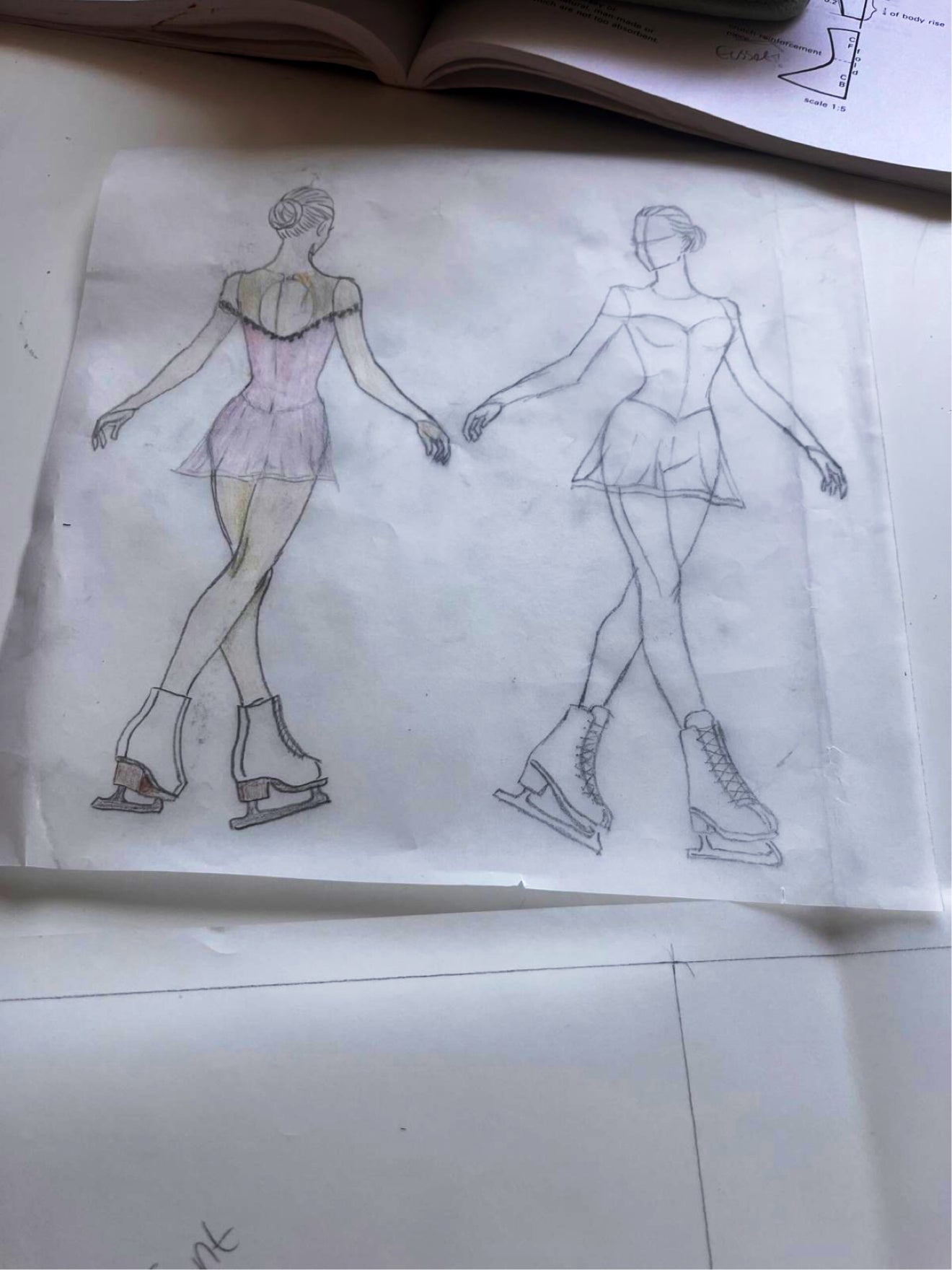 Bespoke competition figure skating dress from sketch to finished garment